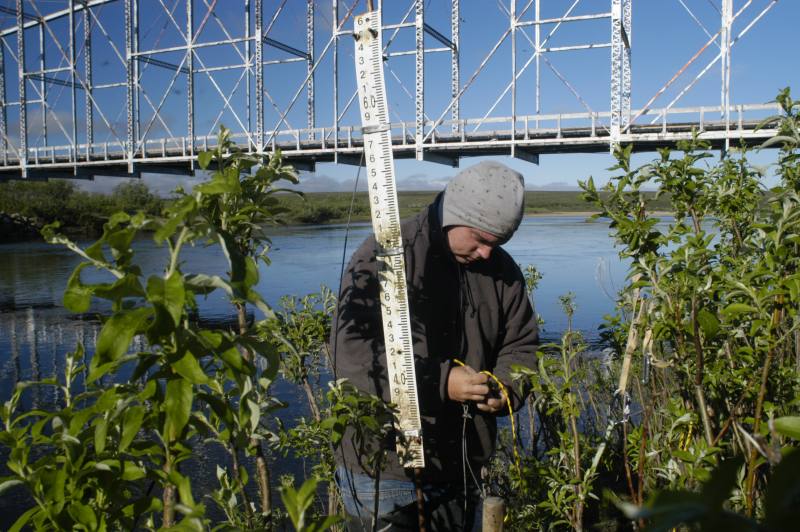 Setting up the stream gage